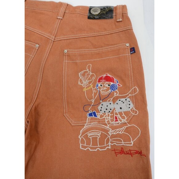 Rare! VTG 90s BLUEBOY Jean Shorts W34 L26 Skating Hip Hop Cartoon Graphic - Picture 8 of 14